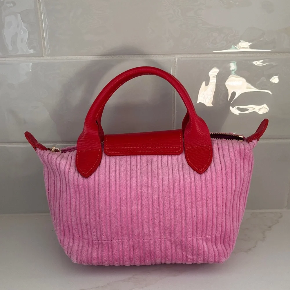 Longchamp Le Pliage Velvet Extra Small Bag in Peony - Picture 6 of 8